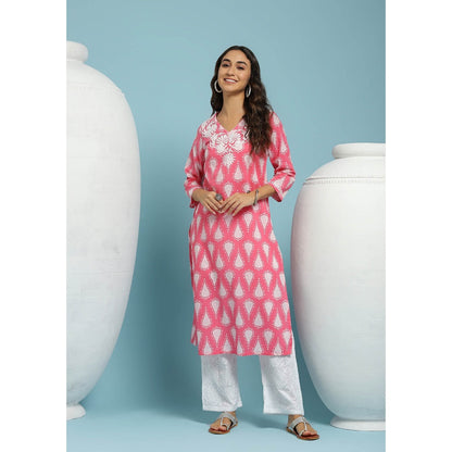 Chikankari Printed Long Kurta