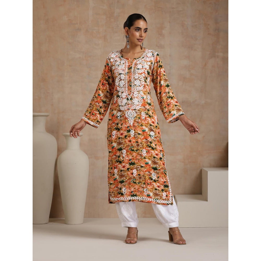 Chikankari Printed Long Kurta