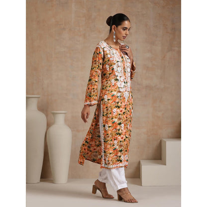 Chikankari Printed Long Kurta