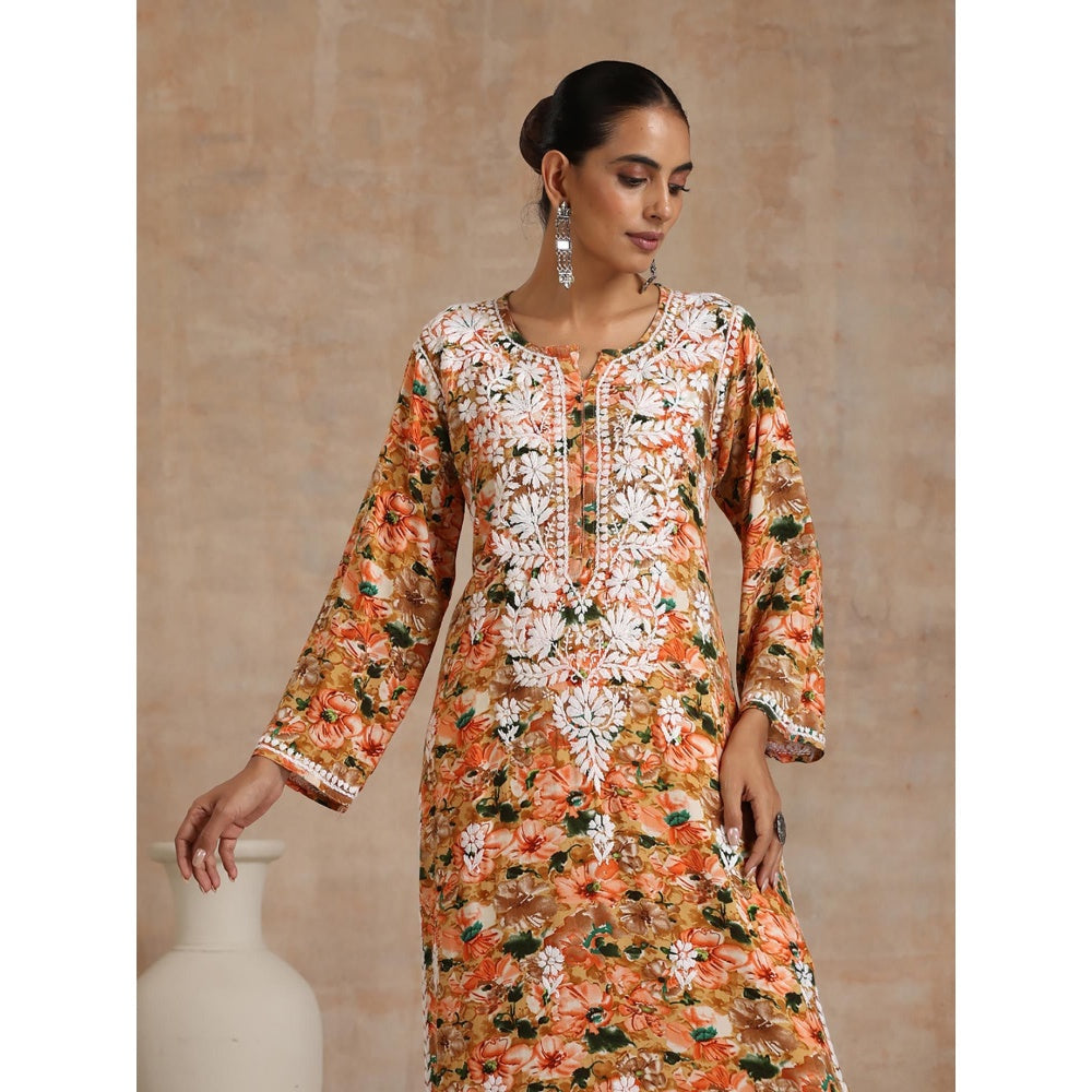 Chikankari Printed Long Kurta