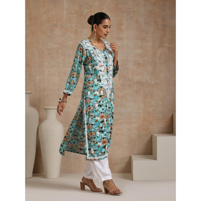 Chikankari Printed Long Kurta