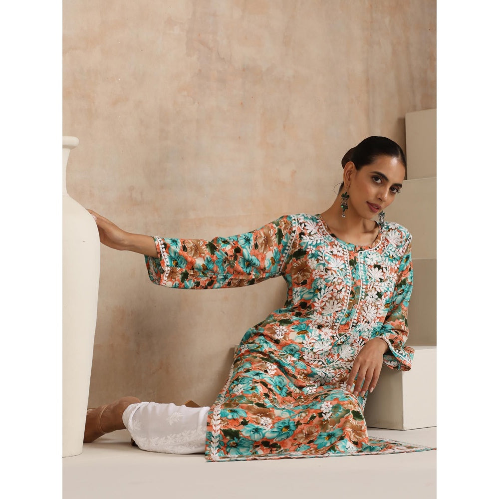 Chikankari Printed Long Kurta