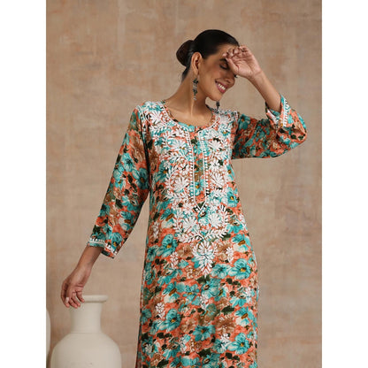 Chikankari Printed Long Kurta