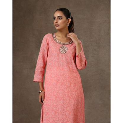 HOC Crafts Hand Embroidered Printed Long Kurta