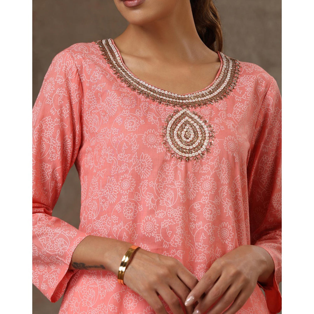 HOC Crafts Hand Embroidered Printed Long Kurta
