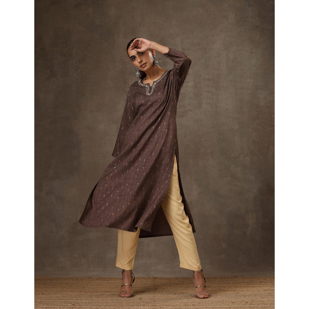 HOC Crafts Hand Embroidered Printed Long Kurta