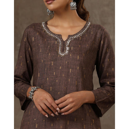 HOC Crafts Hand Embroidered Printed Long Kurta