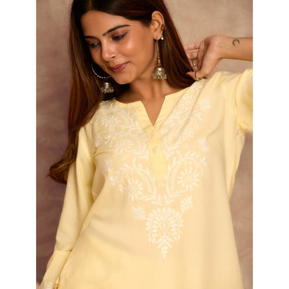 Chikankari Woven Short Kurta
