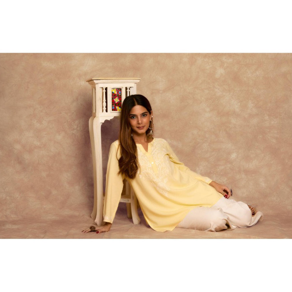 Chikankari Woven Short Kurta