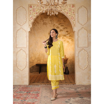 Chikankari Woven Kurta Set