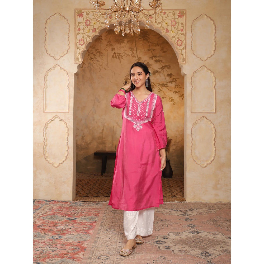 Chikankari Woven Long Kurta