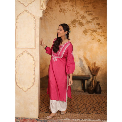 Chikankari Woven Long Kurta