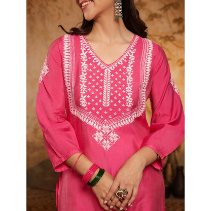 Chikankari Woven Long Kurta
