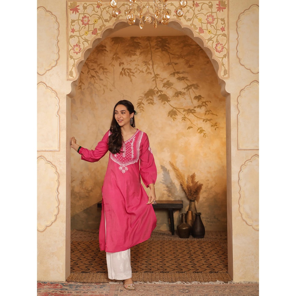 Chikankari Woven Long Kurta