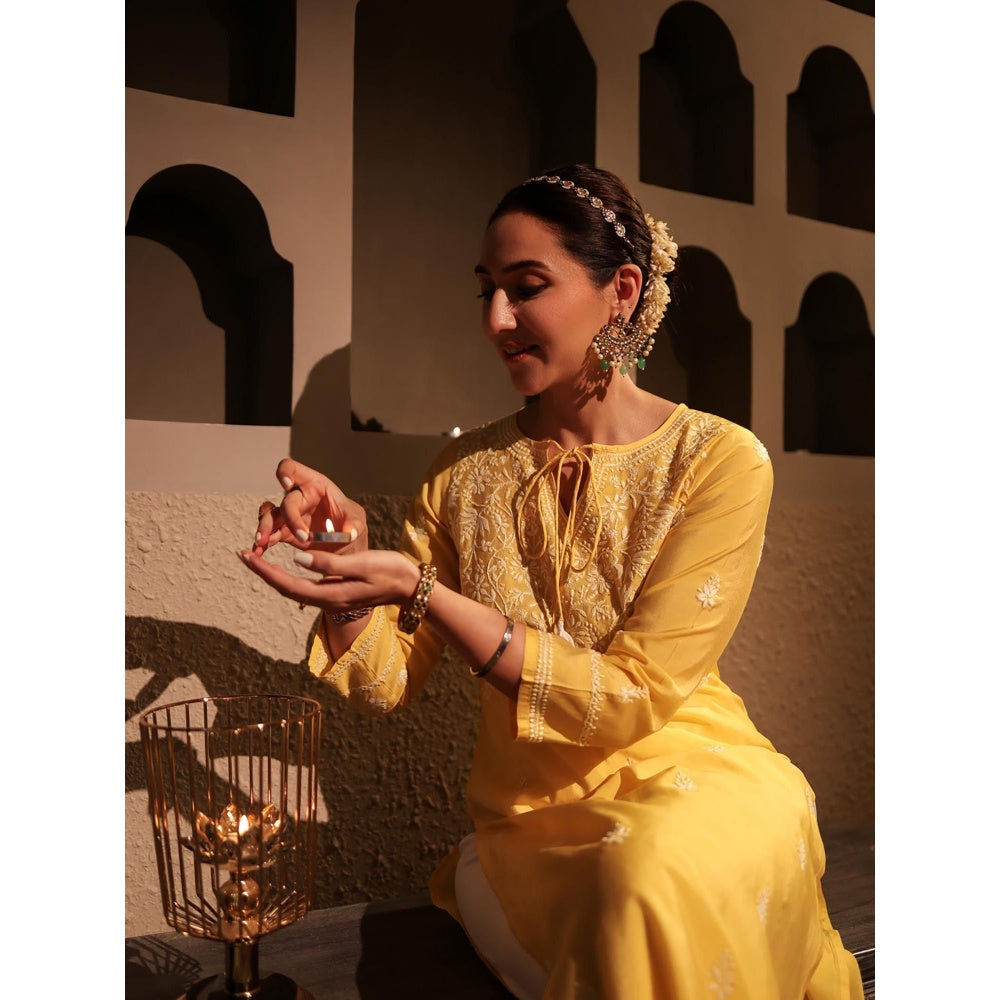 Chikankari Printed Long Kurta