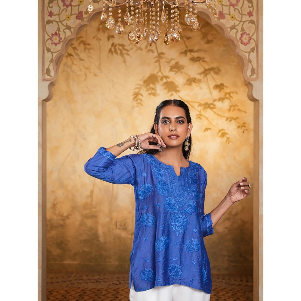 Chikankari Woven Short Kurta