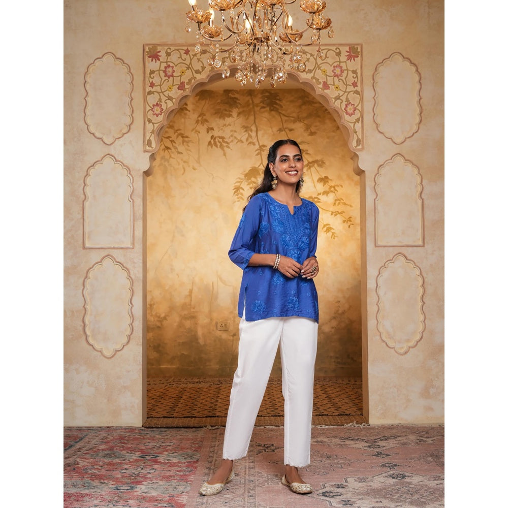 Chikankari Woven Short Kurta