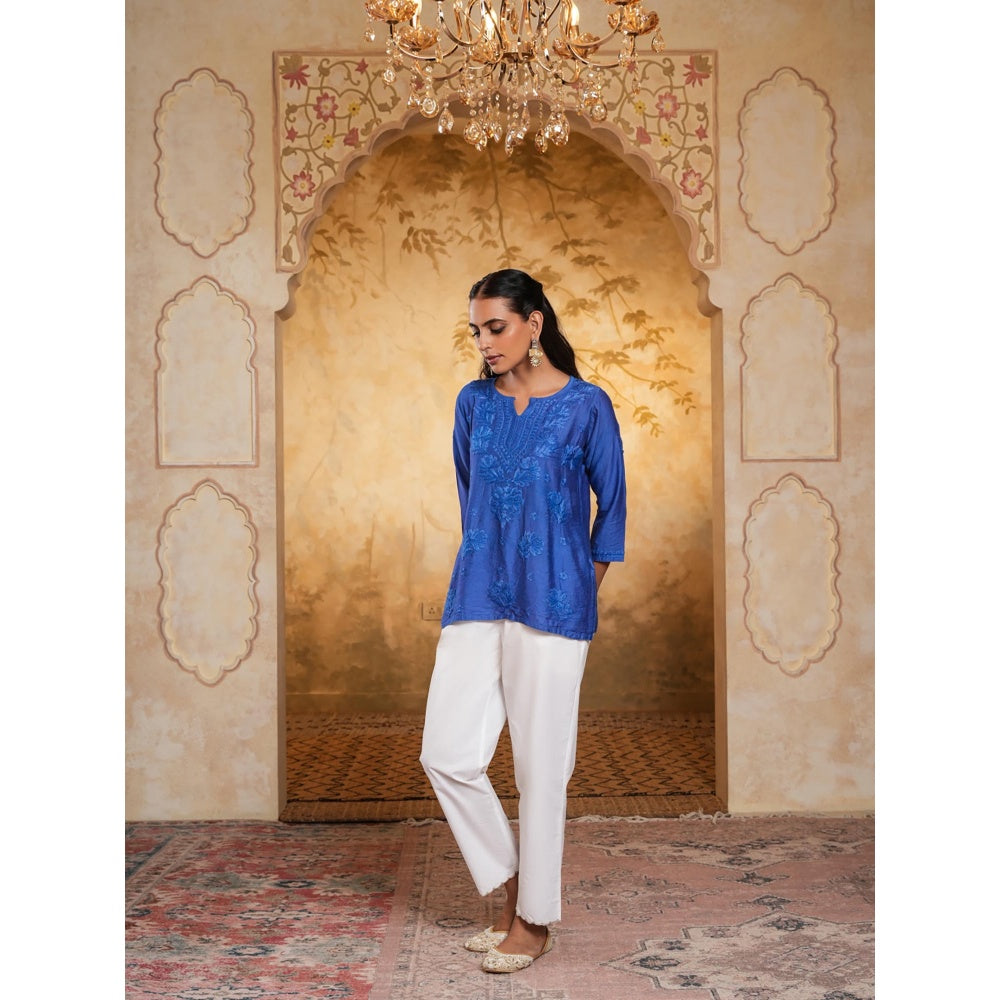 Chikankari Woven Short Kurta