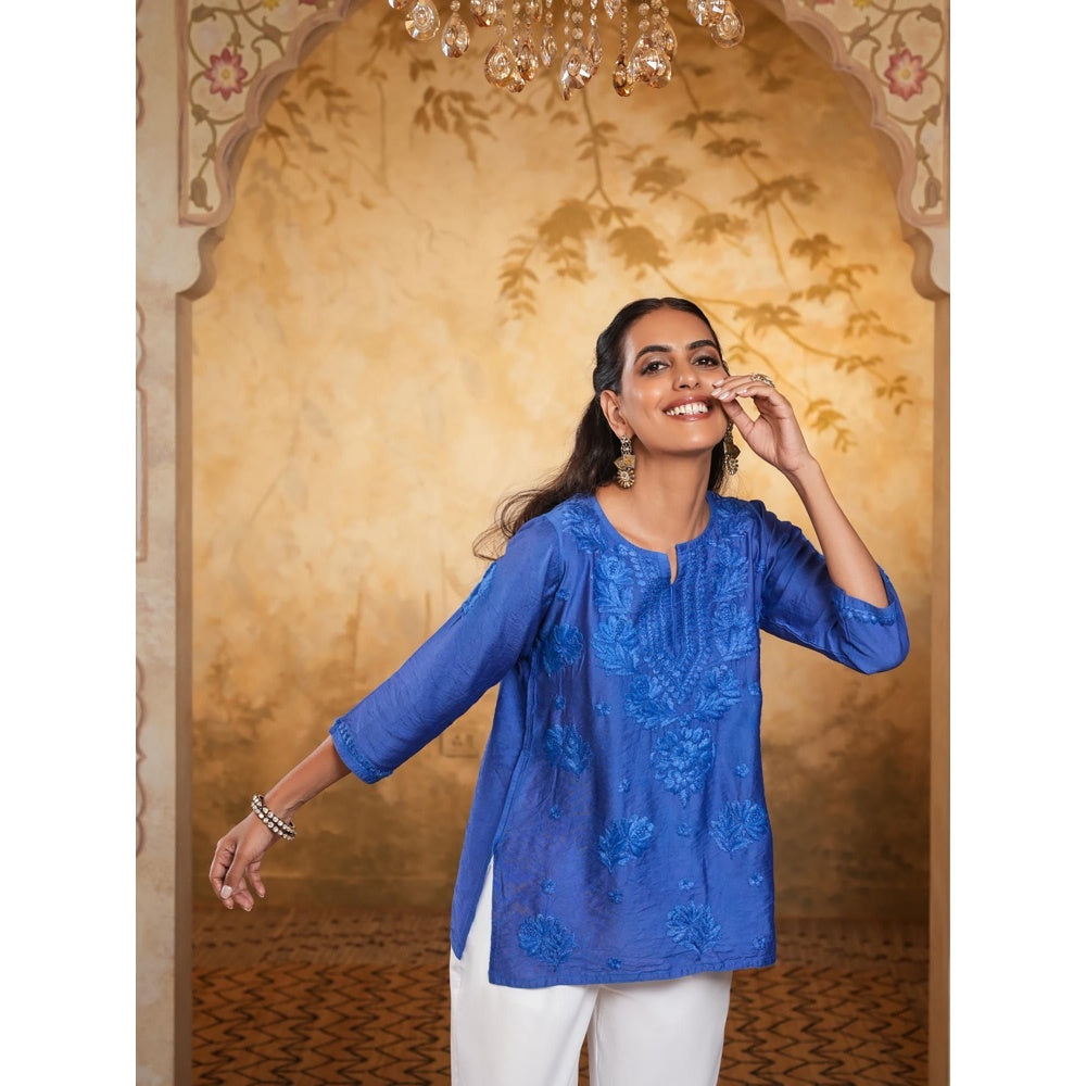 Chikankari Woven Short Kurta