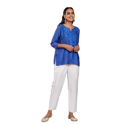 Chikankari Woven Short Kurta