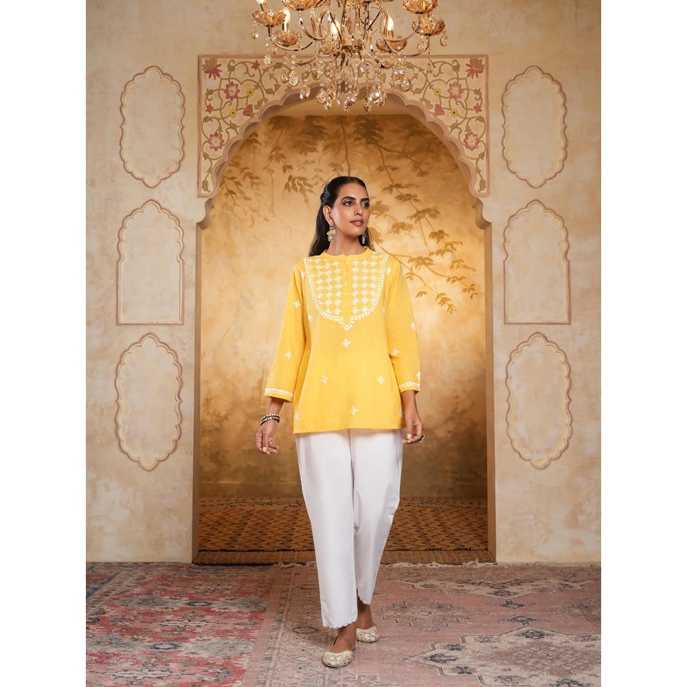 Chikankari Woven Short Kurta