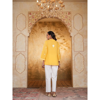 Chikankari Woven Short Kurta
