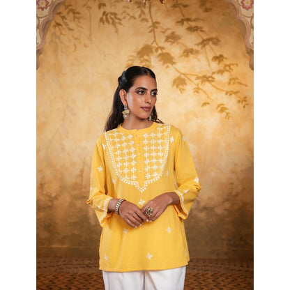 Chikankari Woven Short Kurta