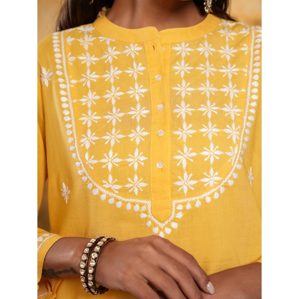 Chikankari Woven Short Kurta
