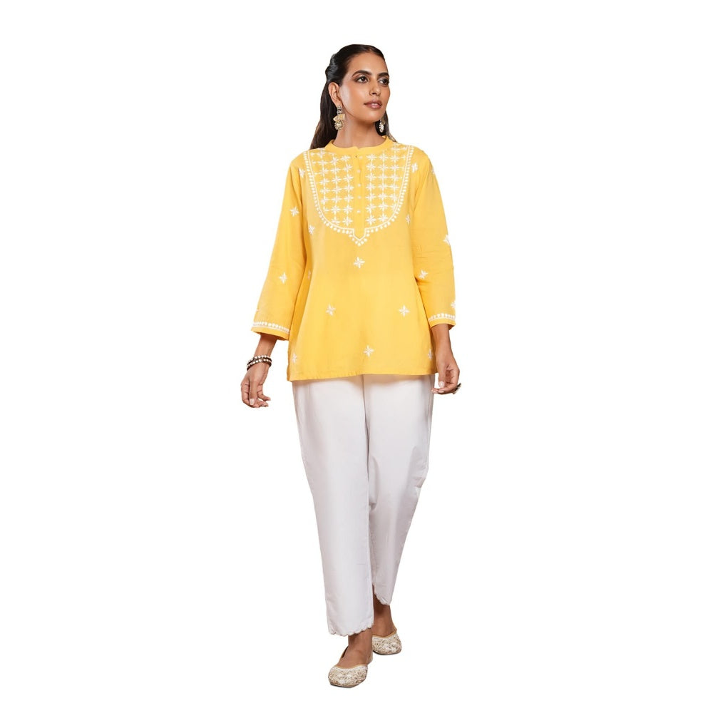 Chikankari Woven Short Kurta