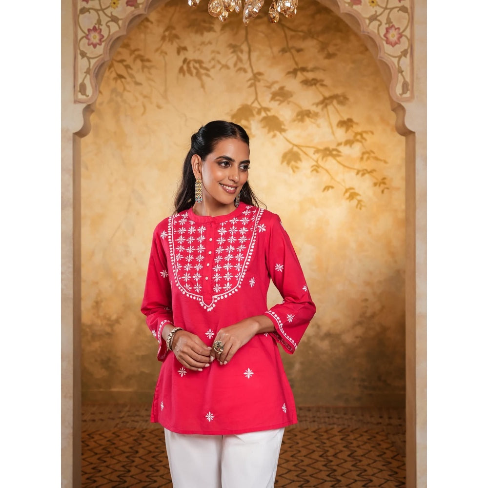 Chikankari Woven Short Kurta