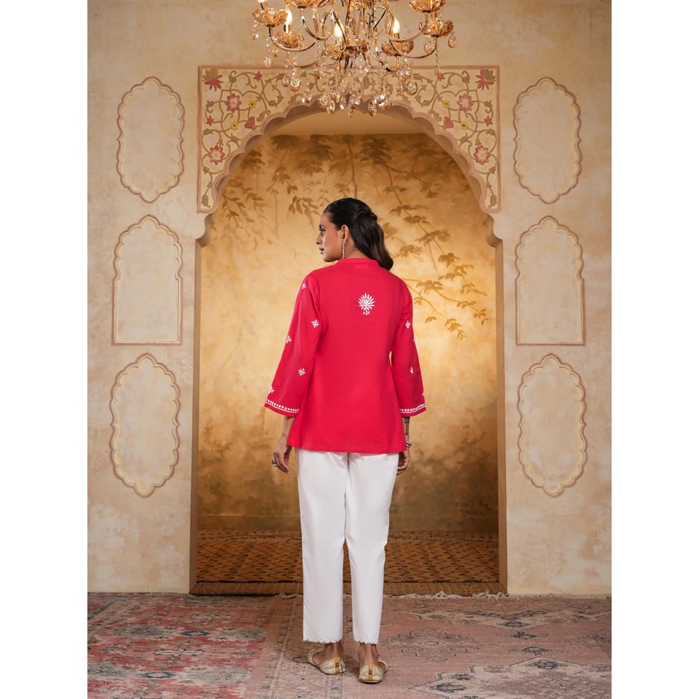 Chikankari Woven Short Kurta