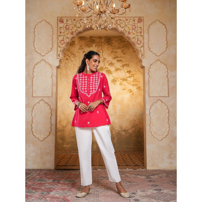 Chikankari Woven Short Kurta