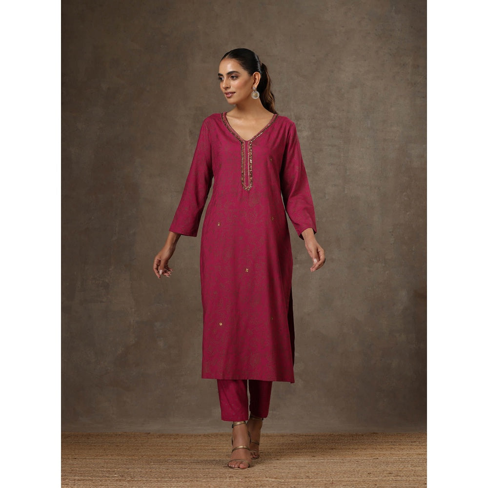 HOC Crafts Hand Embroidered Printed Kurta Set