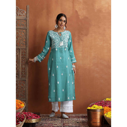Chikankari Woven Long Kurta