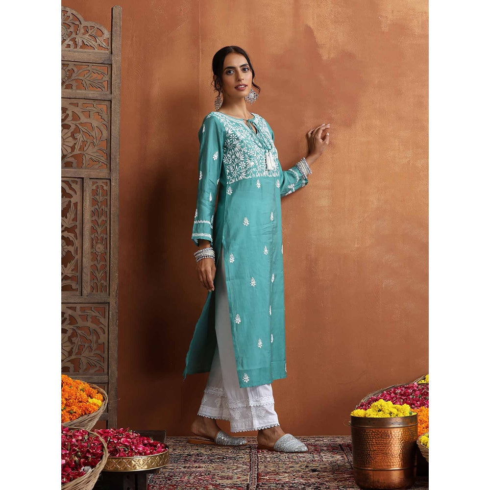 Chikankari Woven Long Kurta