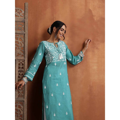 Chikankari Woven Long Kurta