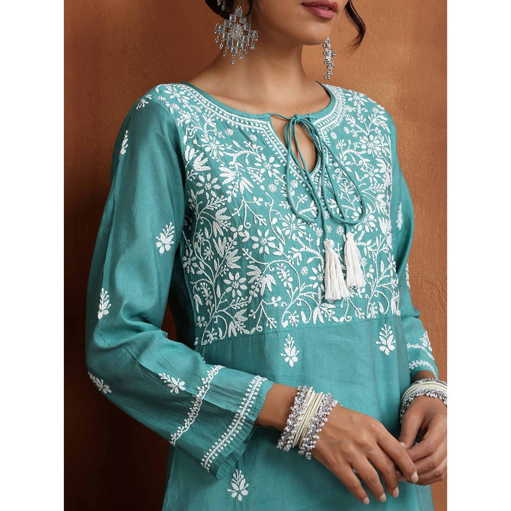 Chikankari Woven Long Kurta