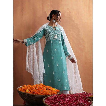 Chikankari Woven Long Kurta