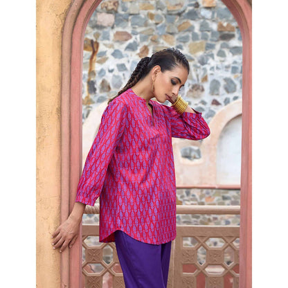 HOC Crafts Hand Embroidered Printed Short Kurta