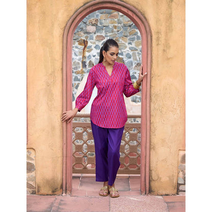 HOC Crafts Hand Embroidered Printed Short Kurta