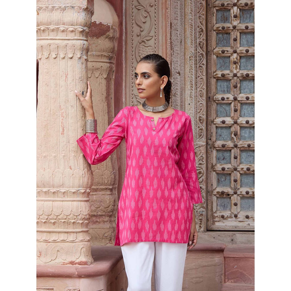 HOC Crafts Ikkat Woven Short Kurta