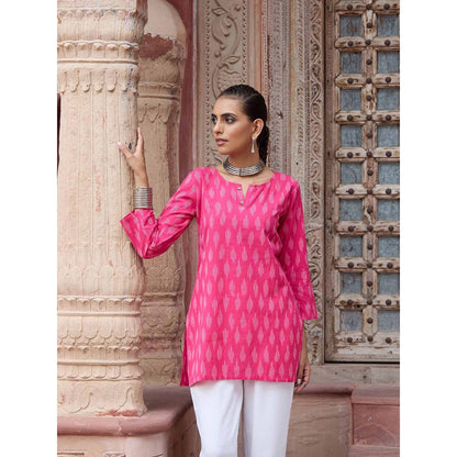 HOC Crafts Ikkat Woven Short Kurta