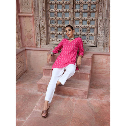 HOC Crafts Ikkat Woven Short Kurta