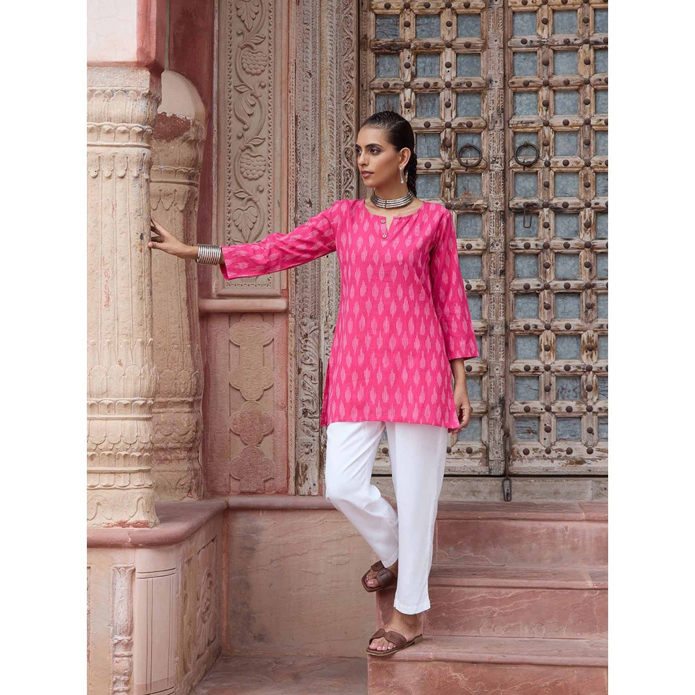 HOC Crafts Ikkat Woven Short Kurta