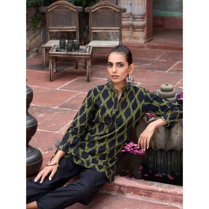 HOC Crafts Ikkat Woven Short Kurta