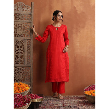 Chikankari Woven Kurta Set