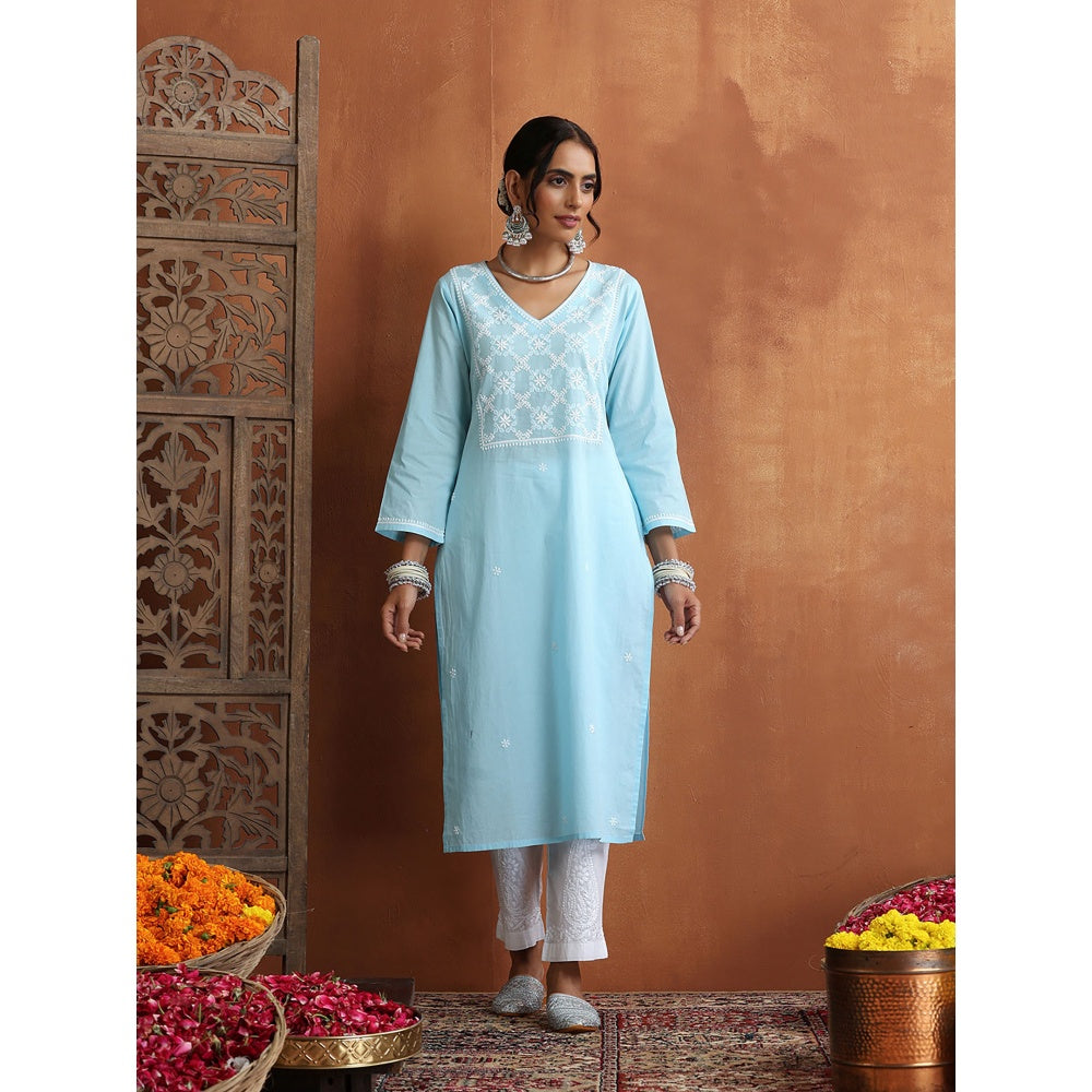 Chikankari Woven Long Kurta