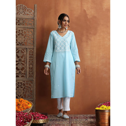 Chikankari Woven Long Kurta