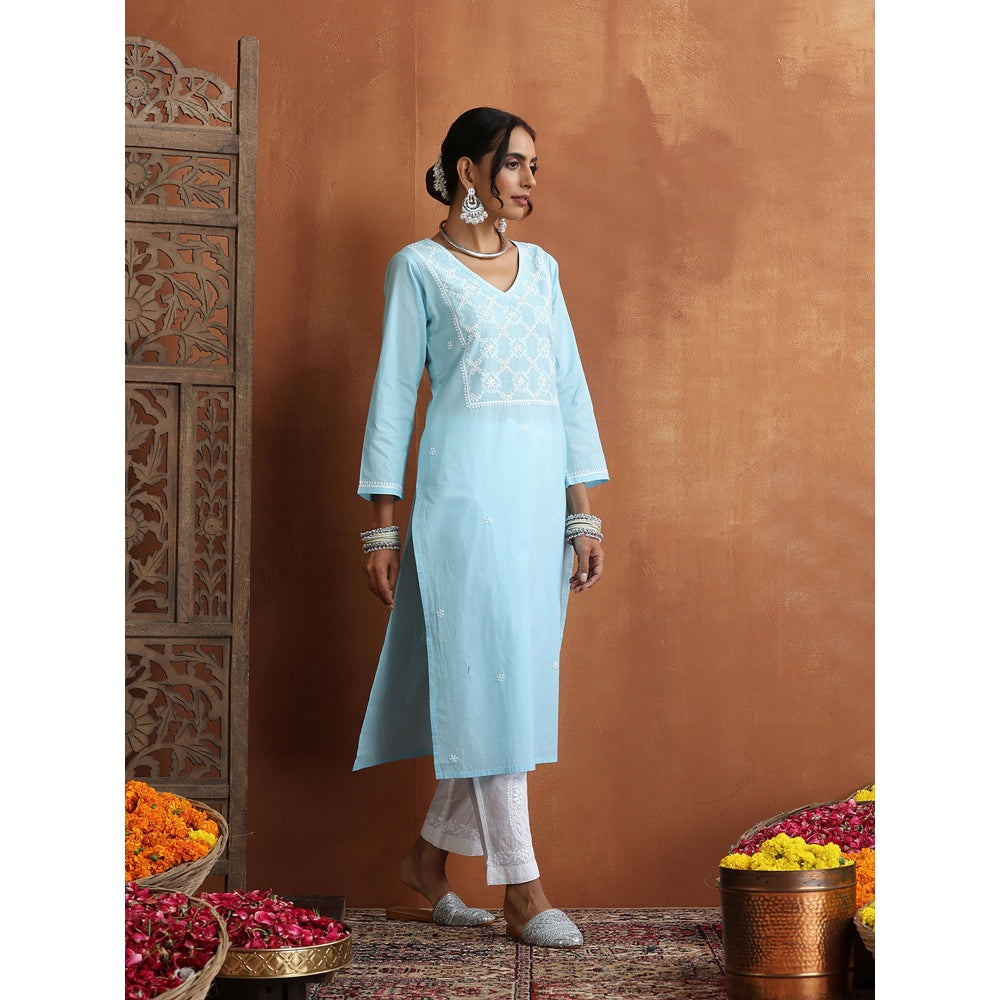 Chikankari Woven Long Kurta