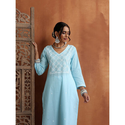 Chikankari Woven Long Kurta